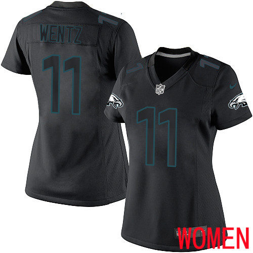 Women NFL Philadelphia Eagles #11 Carson Wentz Limited Black Impact Football